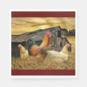 Rooster Hens Rustic Barcoop Serviette (Vorderseite)