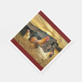 Rooster Hens Rustic Barcoop Serviette (Ecke)