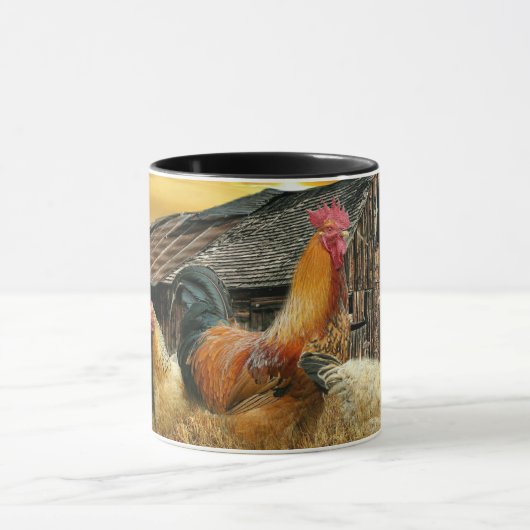 Rooster Hens Rustic Stall Coop Paper Tischset Tasse (Zentrum)