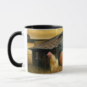 Rooster Hens Rustic Stall Coop Paper Tischset Tasse (Links)