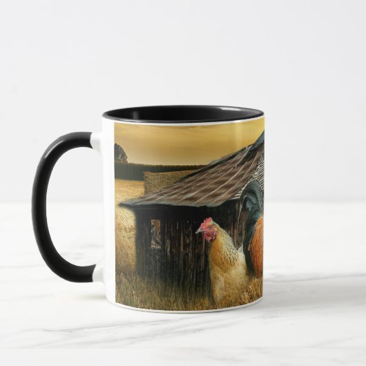 Rooster Hens Rustic Stall Coop Paper Tischset Tasse (Links)