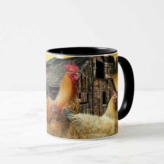 Rooster Hens Rustic Stall Coop Paper Tischset Tasse (VorderseiteRechts)