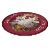 Rooster Heraldic Crest, maroon, Schneidebrett (Ecke)