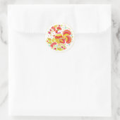 Rooster Hohloma Runder Aufkleber (Tasche)