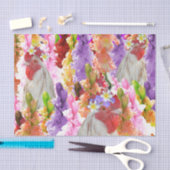 Rooster Hollyhocks und Frangipanis, Seidenpapier (Handwerk)