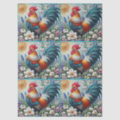 Rooster Hühner Blume Sun Decoupage Seidenpapier (Vorderseite)