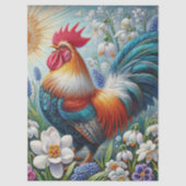 Rooster Hühner Blume Sun Decoupage Seidenpapier (Vorderseite)
