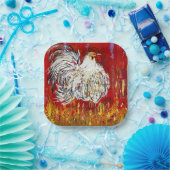 Rooster-Hühner-Teller mit einem Quadratzoll von 7 Pappteller (Party)