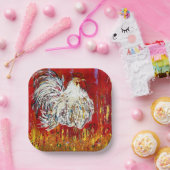 Rooster-Hühner-Teller mit einem Quadratzoll von 7 Pappteller (Party)