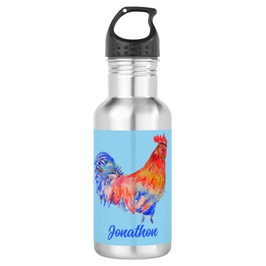 Rooster Hühnerboys Männer Wasserflasche (Vorderseite)