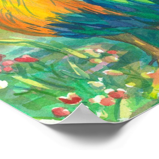 Rooster-Hühnercreme Poster (Ecke)