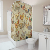 Rooster-Hühnerfarm Landtier Duschvorhang (Beispiel)