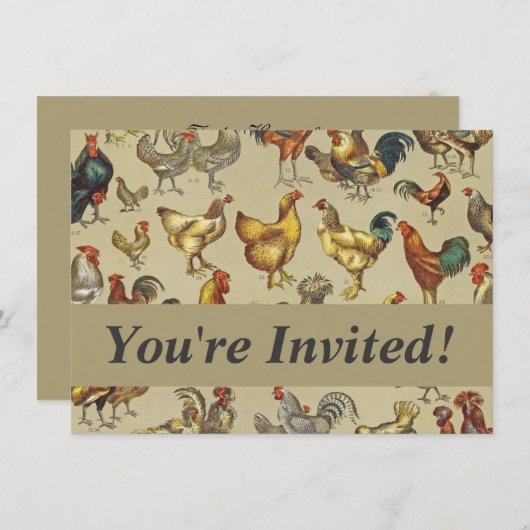 Rooster-Hühnerfarm Landtier Einladung (Vorne/Hinten)
