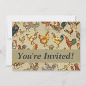 Rooster-Hühnerfarm Landtier Einladung (Vorderseite)
