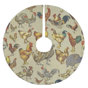 Rooster-Hühnerfarm Landtier Polyester Weihnachtsbaumdecke