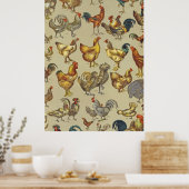 Rooster-Hühnerfarm Landtier Poster (Küche)