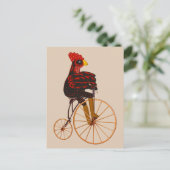 Rooster Hühnerreise mit dem Vintagen Fahrrad Postk Postkarte (Stehend Vorderseite)