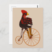 Rooster Hühnerreise mit dem Vintagen Fahrrad Postk Postkarte (Vorne/Hinten)
