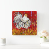 Rooster-Hühneruhr Quadratische Wanduhr (Zuhause)