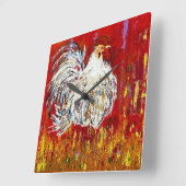 Rooster-Hühneruhr Quadratische Wanduhr (Winkel)