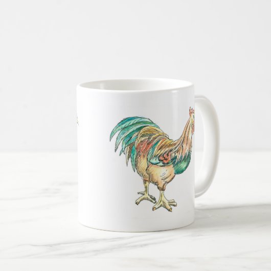 Rooster Illustration Kaffeetasse (VorderseiteRechts)