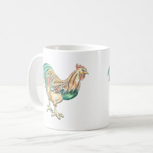 Rooster Illustration Kaffeetasse (Vorderseite Links)