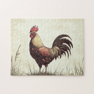 Rooster Illustration Vintag Tone Puzzle