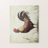 Rooster Illustration Vintag Tone Puzzle (Vertikal)