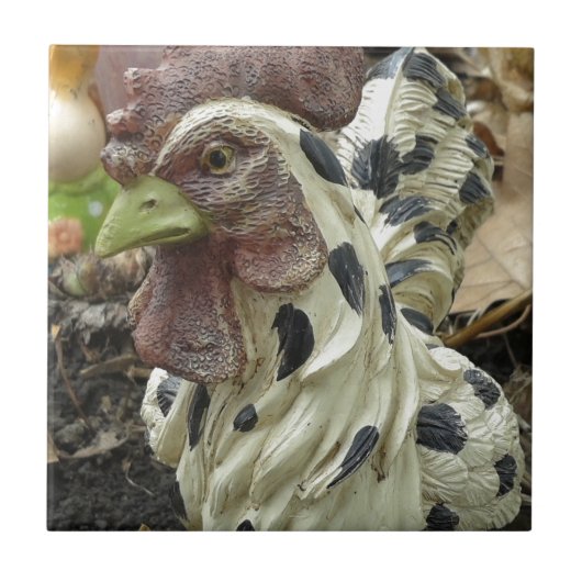 Rooster im Garten Fliese (Vorderseite)