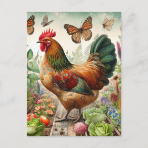 Rooster im Garten Postkarte