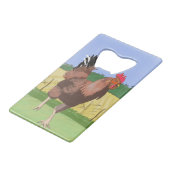 Rooster im Grünen Geldbeutel Flaschenöffner (Rückseite Schrägansicht)