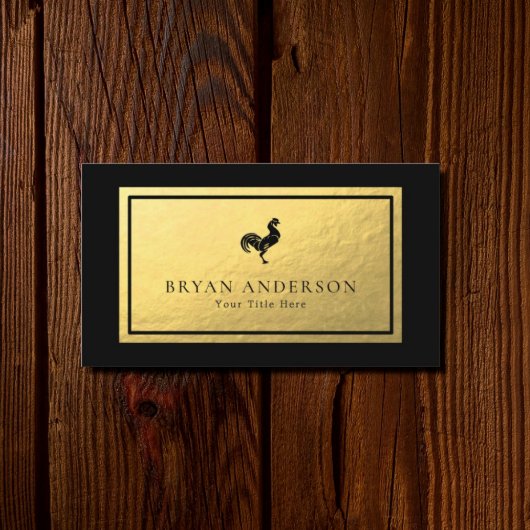 Rooster - Imitate Gold Foil Business Card Visitenkarte