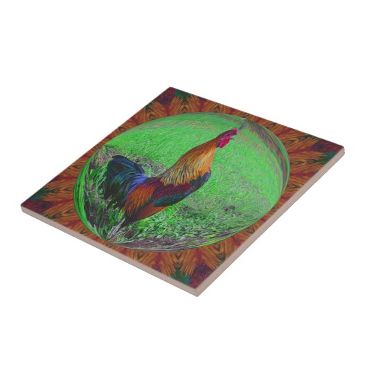 Rooster in Bubble Nature Abstrakt Art Tile Fliese (Seite)
