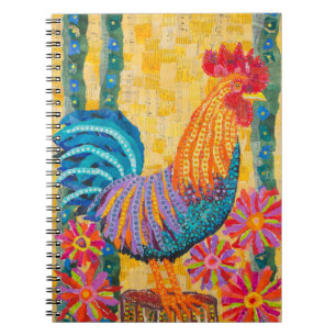 Rooster in den Blume Notizblock