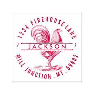 Rooster in der Briefmarke der konservativen Rückse Permastempel