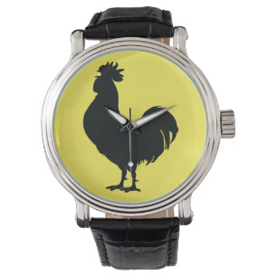 Rooster in der Silhouette Armbanduhr