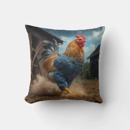 Rooster in einem dummen Bauernhof Kissen