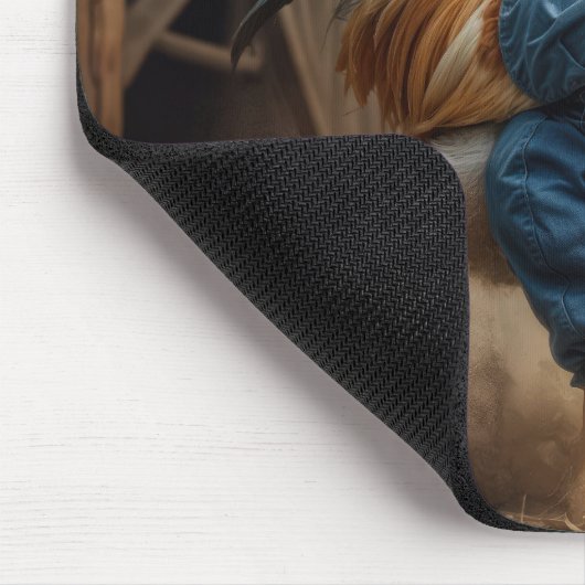 Rooster in einem dummen Bauernhof Mousepad (Ecke)