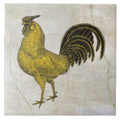 Rooster in Gold im Fresco-Muster Fliese (Vorderseite)