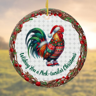 Rooster in Ugly Sweater Fun Peck takuläre Weihnach Keramik Ornament