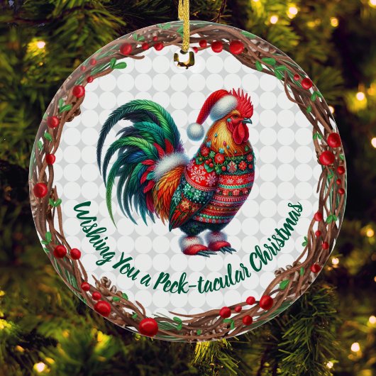 Rooster in Ugly Sweater Fun Peck takuläre Weihnach Keramik Ornament