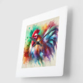 Rooster in Watercolor Art 170724AREF138 - Watercol Quadratische Wanduhr (Winkel)