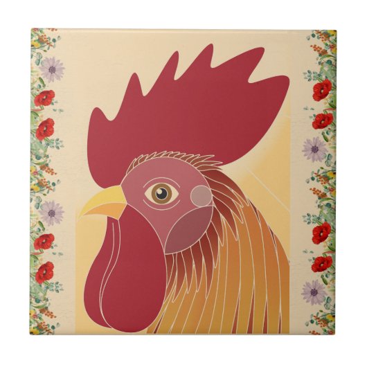 Rooster-Keramik Fliese (Vorderseite)