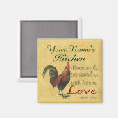 Rooster Kitchenmagnet Personalisiert mit Ihrem Nam Magnet (Vorderseite/Rückseite)