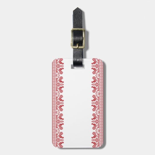 Rooster-Kreuzstich Gepäckanhänger (Vorderseite vertikal)