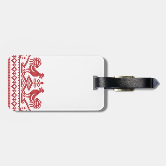 Rooster-Kreuzstich Gepäckanhänger (Rückseite horizontal)