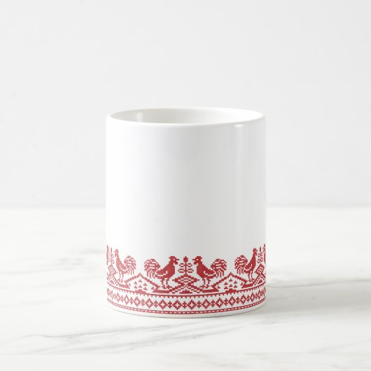Rooster-Kreuzstich Kaffeetasse (Mittel)