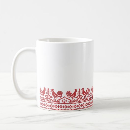 Rooster-Kreuzstich Kaffeetasse (Links)