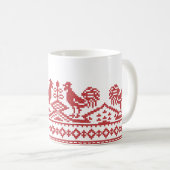 Rooster-Kreuzstich Kaffeetasse (VorderseiteRechts)
