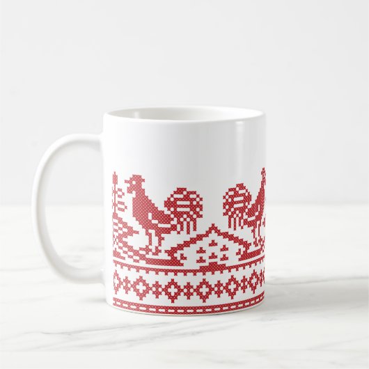 Rooster-Kreuzstich Kaffeetasse (Links)